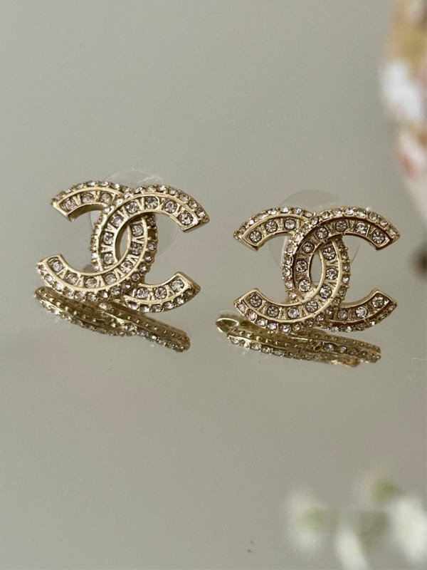 Gold Earrings with Stone - Image 2