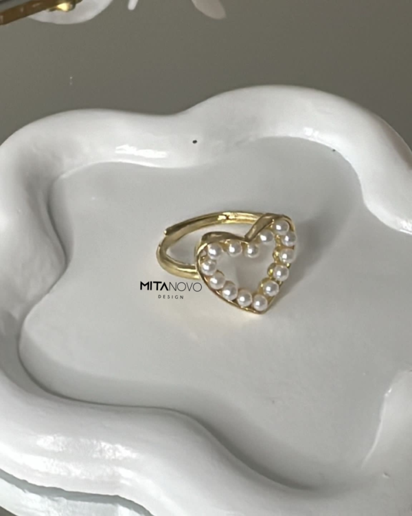 Gold Adjustable Ring with Pearls